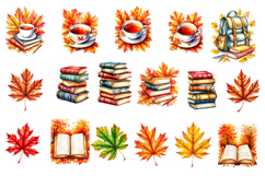 Autumn, Library, book, Clipart PNG, Autumn set, Book, cup, Product Image 3