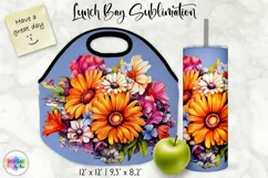 Lunch Bag Sublimation with Flowers | Floral Lunch Bag Design Product Image 1
