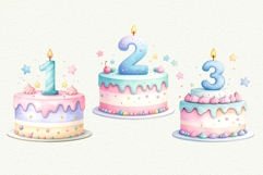 1-10th Birthday Cake Clipart Kawaii Pastel Number 1-10 Cake Product Image 4