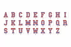 Varsity Patriotic Faux Embroidery Stitch Alphabet USA Flag3 Product Image 5