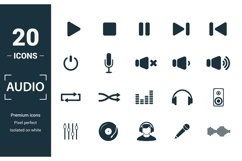 Audio Buttons icon set Product Image 1