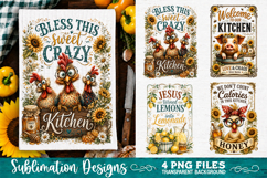 Sunflower Kitchen Towels PNG Sublimation Designs 4 Files Product Image 1