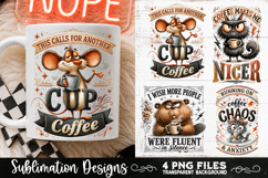 Funny Coffee Animals PNG Sublimation Designs 4 Files Product Image 3