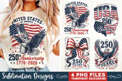 USA 250th Anniversary 4 PNG Sublimation, Patriotic 4th Product Image 1
