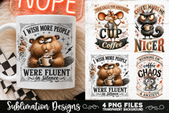 Funny Coffee Animals PNG Sublimation Designs 4 Files Product Image 4
