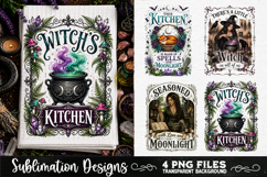Magic Witchy Kitchen Towels PNG Sublimation Designs 4 Files Product Image 1