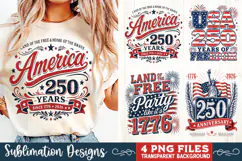 USA 250th Anniversary 4 PNG Sublimation, Patriotic 4th Product Image 1