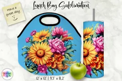 Lunch Bag Sublimation with Flowers | Floral Lunch Bag Design Product Image 1