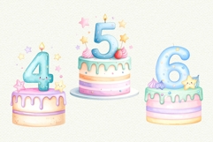 1-10th Birthday Cake Clipart Kawaii Pastel Number 1-10 Cake Product Image 5