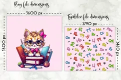 School Lunch Bag | Cute Kitten | Kids Alphabet Tumbler Wrap Product Image 2