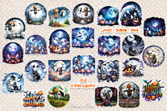 Retro Halloween Stickers Printable BUNDLE | Cute Spooky PNG Product Image 5