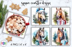 Horse Lover Christmas Coaster Sublimation | Pot Holder Print Product Image 1