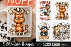 Funny Coffee Animals PNG Sublimation Designs 4 Files Product Image 1