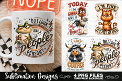 Funny Coffee Animals PNG Sublimation Designs 4 Files Product Image 2