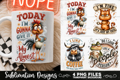 Funny Coffee Animals PNG Sublimation Designs 4 Files Product Image 4