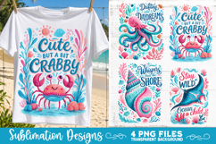 Boho sea creatures sublimation PNG, Ocean creatures 4 PNG Product Image 1