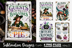 Magic Witchy Kitchen Towels PNG Sublimation Designs 4 Files Product Image 1