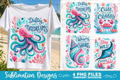 Boho sea creatures sublimation PNG, Ocean creatures 4 PNG Product Image 2