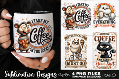 Funny Coffee Animals PNG Sublimation Designs 4 Files Product Image 2