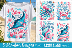 Boho sea creatures sublimation PNG, Ocean creatures 4 PNG Product Image 3