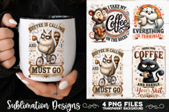 Funny Coffee Animals PNG Sublimation Designs 4 Files Product Image 3