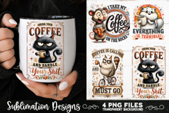 Funny Coffee Animals PNG Sublimation Designs 4 Files Product Image 4
