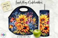Lunch Bag Sublimation with Flowers | Floral Lunch Bag Design Product Image 1