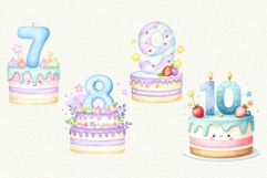 1-10th Birthday Cake Clipart Kawaii Pastel Number 1-10 Cake Product Image 6