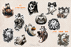 Retro Halloween Stickers Printable| Cute Spooky sticker PNG Product Image 1