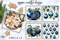 Watercolour Square Coasters | Christmas Ornaments Product Image 1