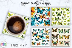 Watercolour Butterflies Coaster Sublimation | Square Coaster Product Image 1