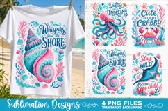Boho sea creatures sublimation PNG, Ocean creatures 4 PNG Product Image 4