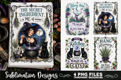 Magic Witchy Kitchen Towels PNG Sublimation Designs 4 Files Product Image 1