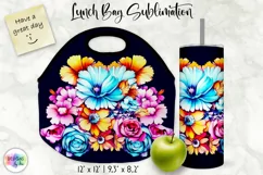 Lunch Bag Sublimation with Flowers | Floral Lunch Bag Design Product Image 1