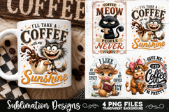 Funny Coffee Animals PNG Sublimation Designs 4 Files Product Image 4