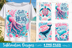 Boho sea creatures sublimation PNG, Ocean creatures 4 PNG Product Image 4