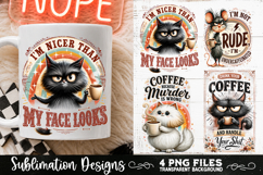 Funny Coffee Animals PNG Sublimation Designs 4 Files Product Image 2