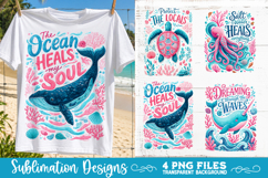 Boho sea creatures sublimation PNG, Ocean creatures 4 PNG Product Image 5
