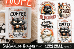 Funny Coffee Animals PNG Sublimation Designs 4 Files Product Image 3