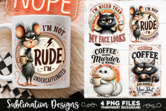 Funny Coffee Animals PNG Sublimation Designs 4 Files Product Image 4