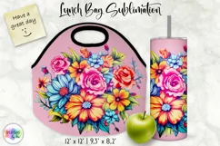 Lunch Bag Sublimation with Flowers | Floral Lunch Bag Design Product Image 1
