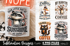 Funny Coffee Animals PNG Sublimation Designs 4 Files Product Image 1