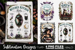 Magic Witchy Kitchen Towels PNG Sublimation Designs 4 Files Product Image 1