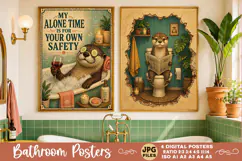 Bathroom funny animals posters, Retro 4 Posters JPG Bathroom Product Image 2
