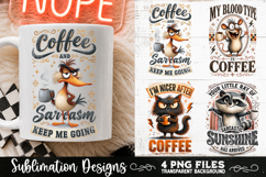 Funny Coffee Animals PNG Sublimation Designs 4 Files Product Image 3