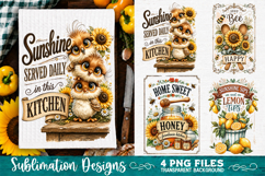 Sunflower Kitchen Towels PNG Sublimation Designs 4 Files Product Image 1