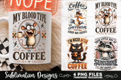 Funny Coffee Animals PNG Sublimation Designs 4 Files Product Image 4