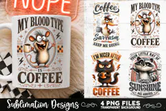 Funny Coffee Animals PNG Sublimation Designs 4 Files Product Image 4