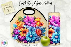 Lunch Bag Sublimation with Flowers | Floral Lunch Bag Design Product Image 1