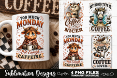 Funny Coffee Animals PNG Sublimation Designs 4 Files Product Image 3